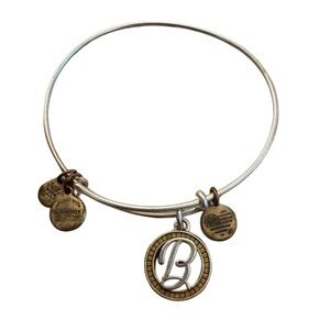 Alex and Ani Silver and Gold Letter B Initial Charm Bracelet